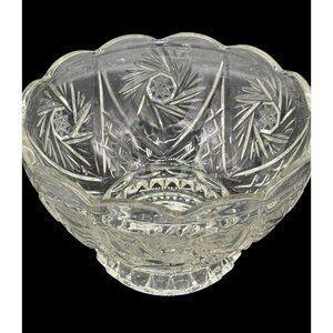Vtg Crystal Clear Industries Pinwheel Star Hand Cut Lead Crystal Serving Bowl 7.